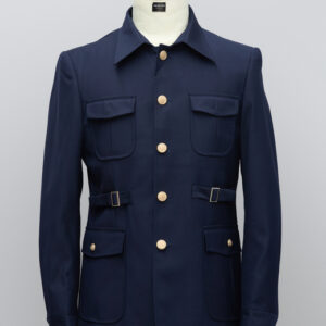 2 piece long sleeve Navy Safari Suit with gold buttons